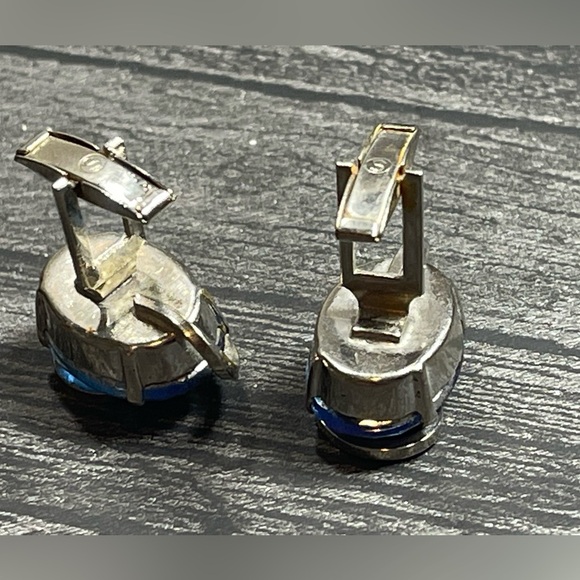 Vintage SWANK Cufflinks Silver-tone Swirl Watermelon Rhinestone - Picture 7 of 8